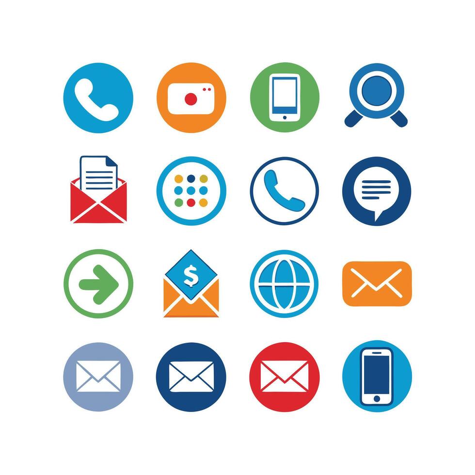 Contact Us icon set collection for websites and mobile applications vector