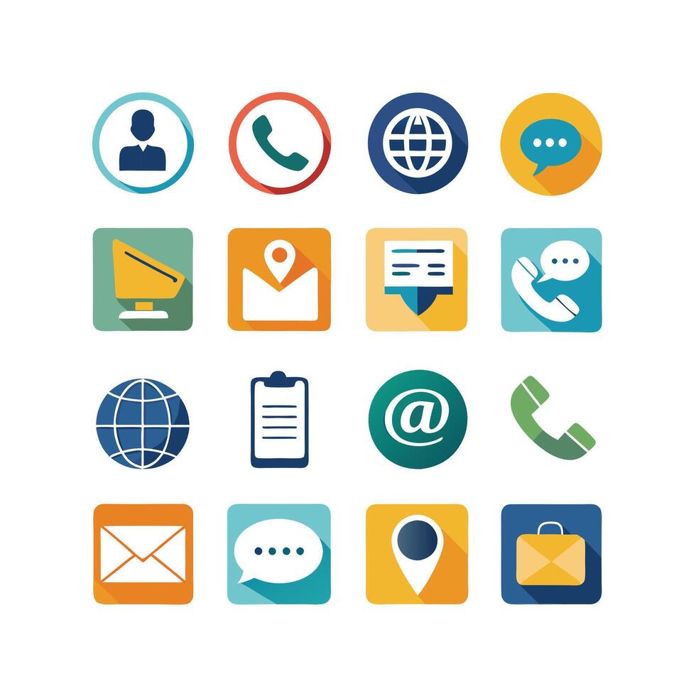 Contact Us icon set collection for websites and mobile applications vector