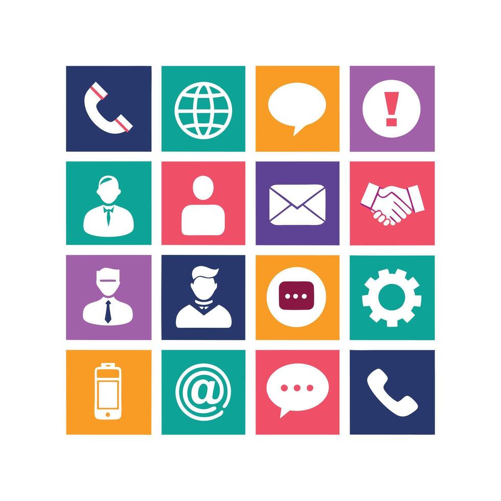 Contact Us icon set collection for websites and mobile applications vector
