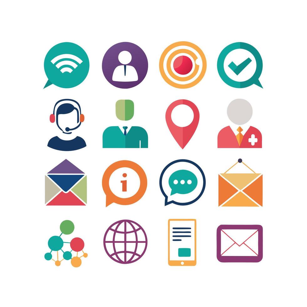Contact Us icon set collection for websites and mobile applications vector