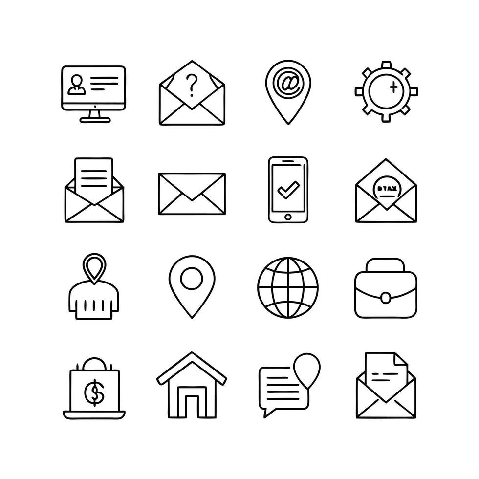 Contact Us icon set collection for websites and mobile applications vector
