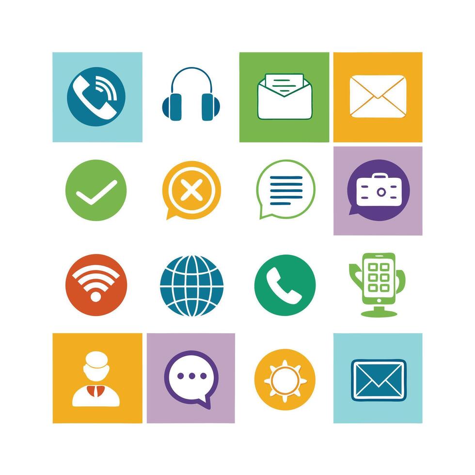 Contact Us icon set collection for websites and mobile applications vector