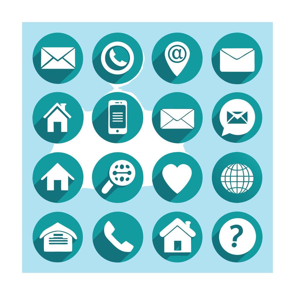 Contact Us icon set collection for websites and mobile applications vector