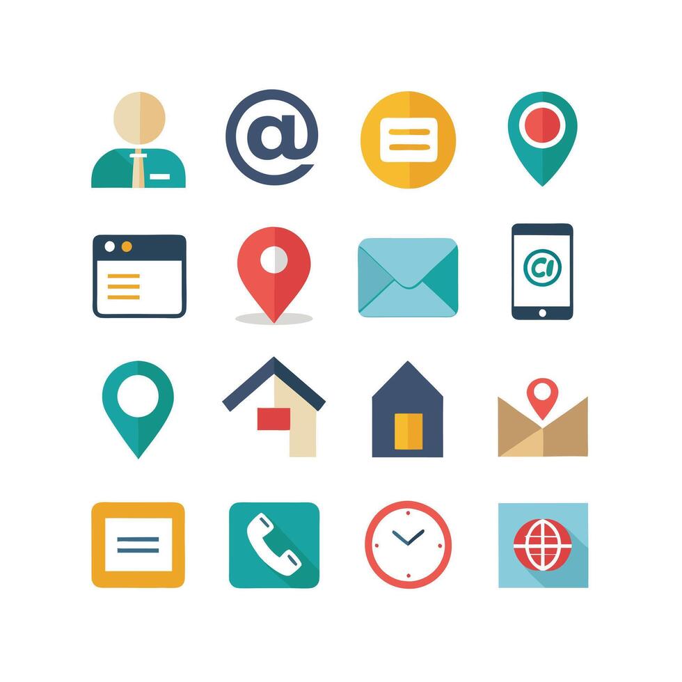 Contact Us icon set collection for websites and mobile applications vector