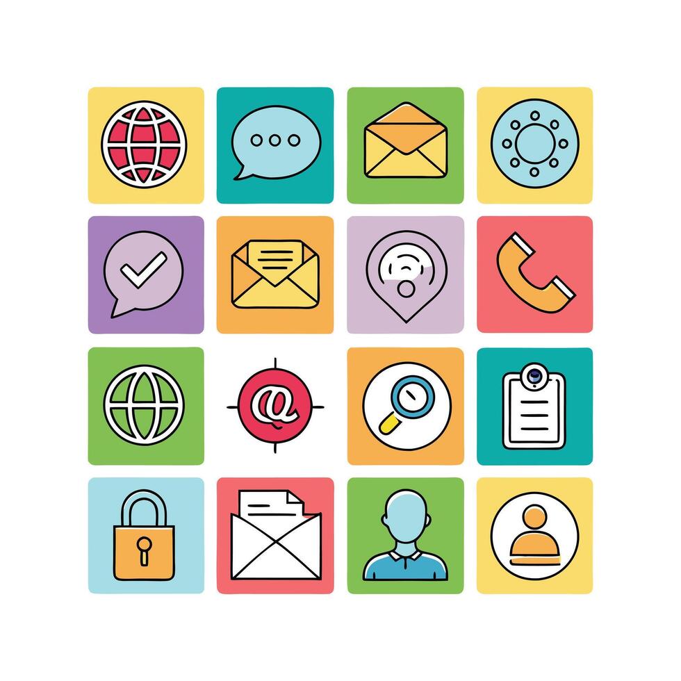 Contact Us icon set collection for websites and mobile applications vector