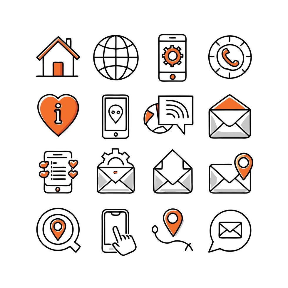 Contact Us icon set collection for websites and mobile applications vector