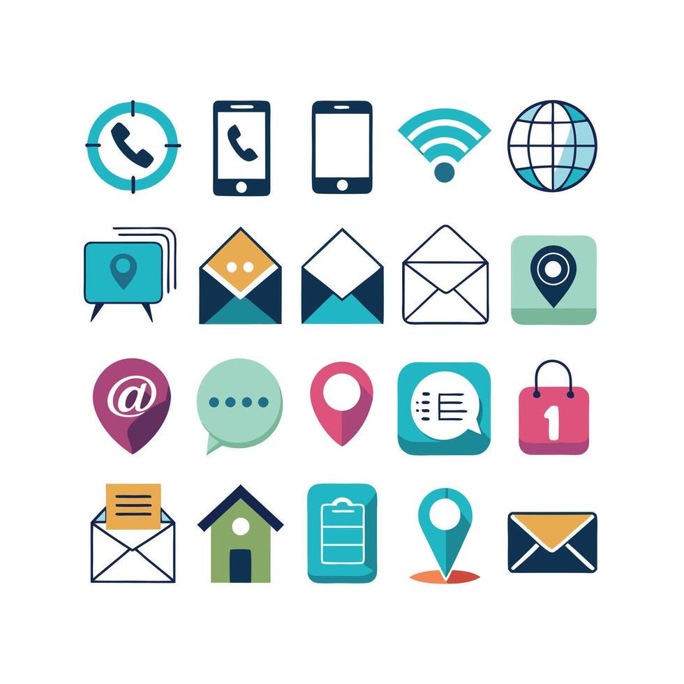 Contact Us icon set collection for websites and mobile applications vector