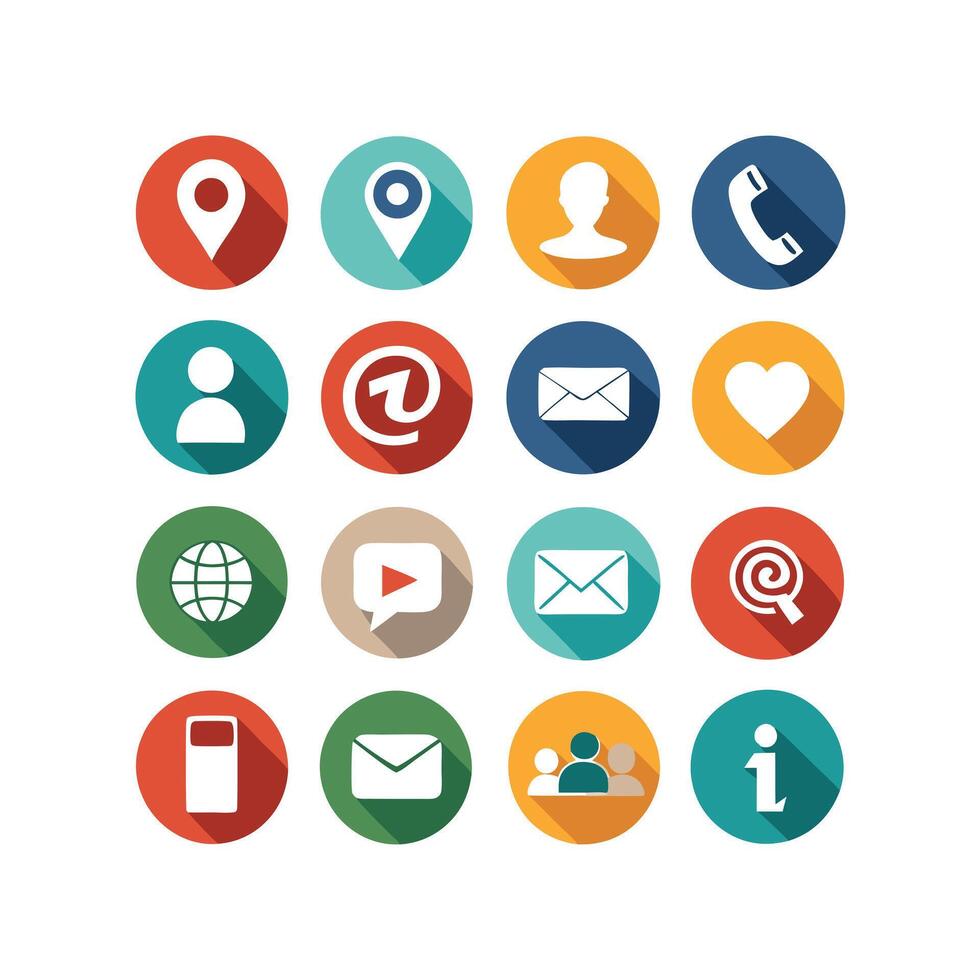 Contact Us icon set collection for websites and mobile applications vector