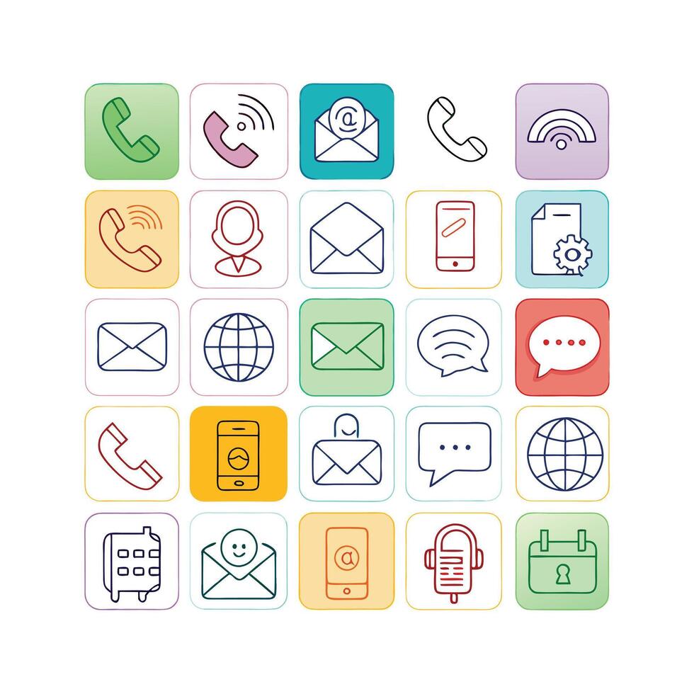 Contact Us icon set collection for websites and mobile applications vector