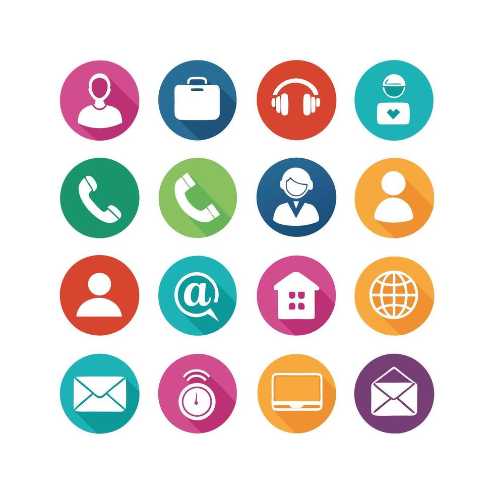 Contact Us icon set collection for websites and mobile applications vector