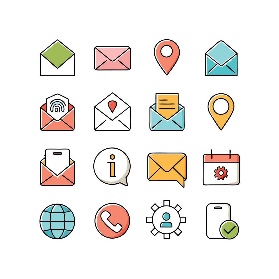 Contact Us icon set collection for websites and mobile applications vector