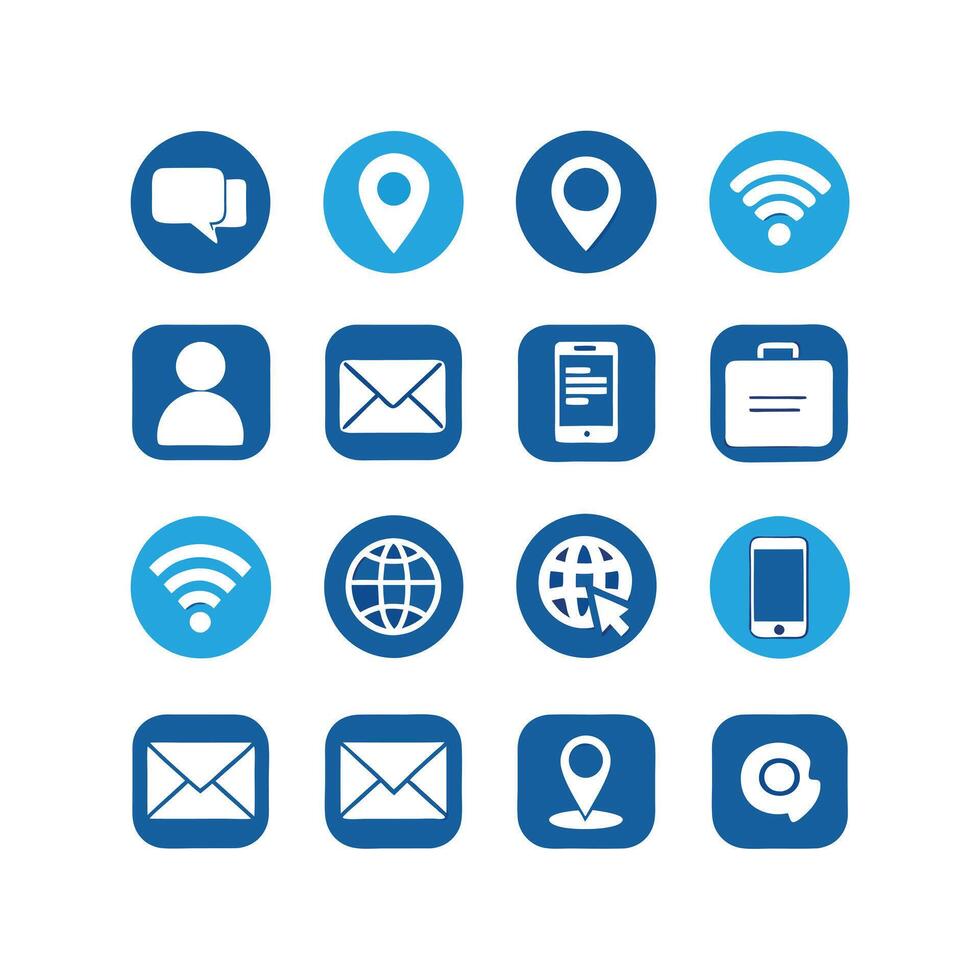 Contact Us icon set collection for websites and mobile applications vector