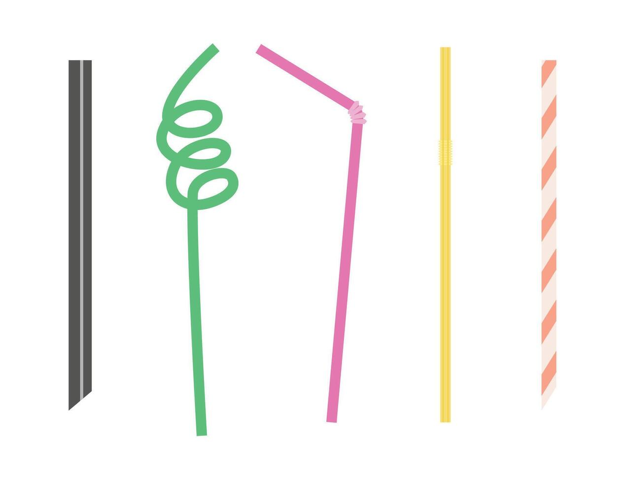 Set of drinking straws colored plastic flexible drink sticks vector