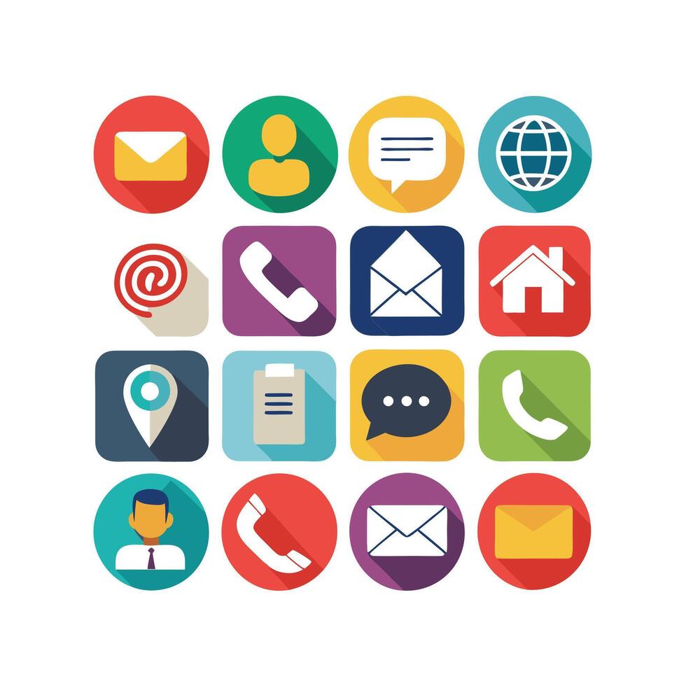 Contact Us icon set collection for websites and mobile applications vector