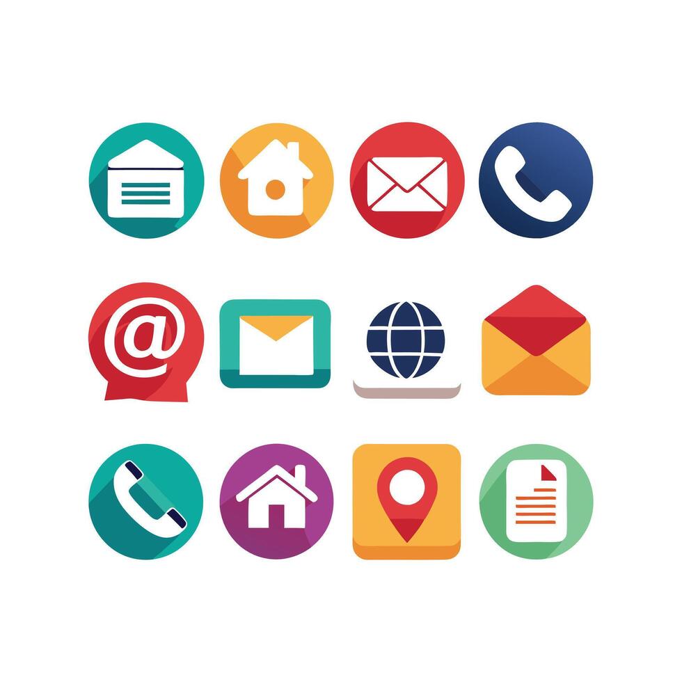 Contact Us icon set collection for websites and mobile applications vector