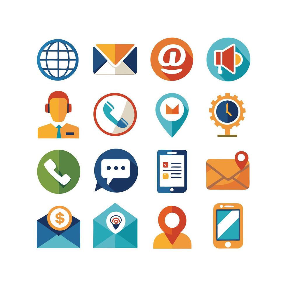 Contact Us icon set collection for websites and mobile applications vector