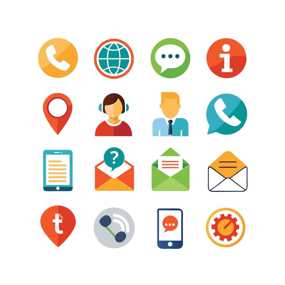 Contact Us icon set collection for websites and mobile applications vector