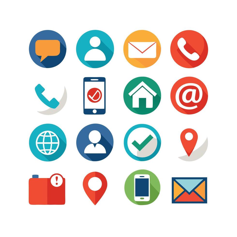 Contact Us icon set collection for websites and mobile applications vector