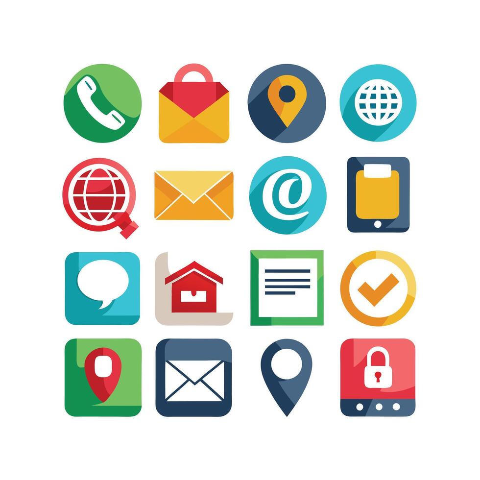 Contact Us icon set collection for websites and mobile applications vector