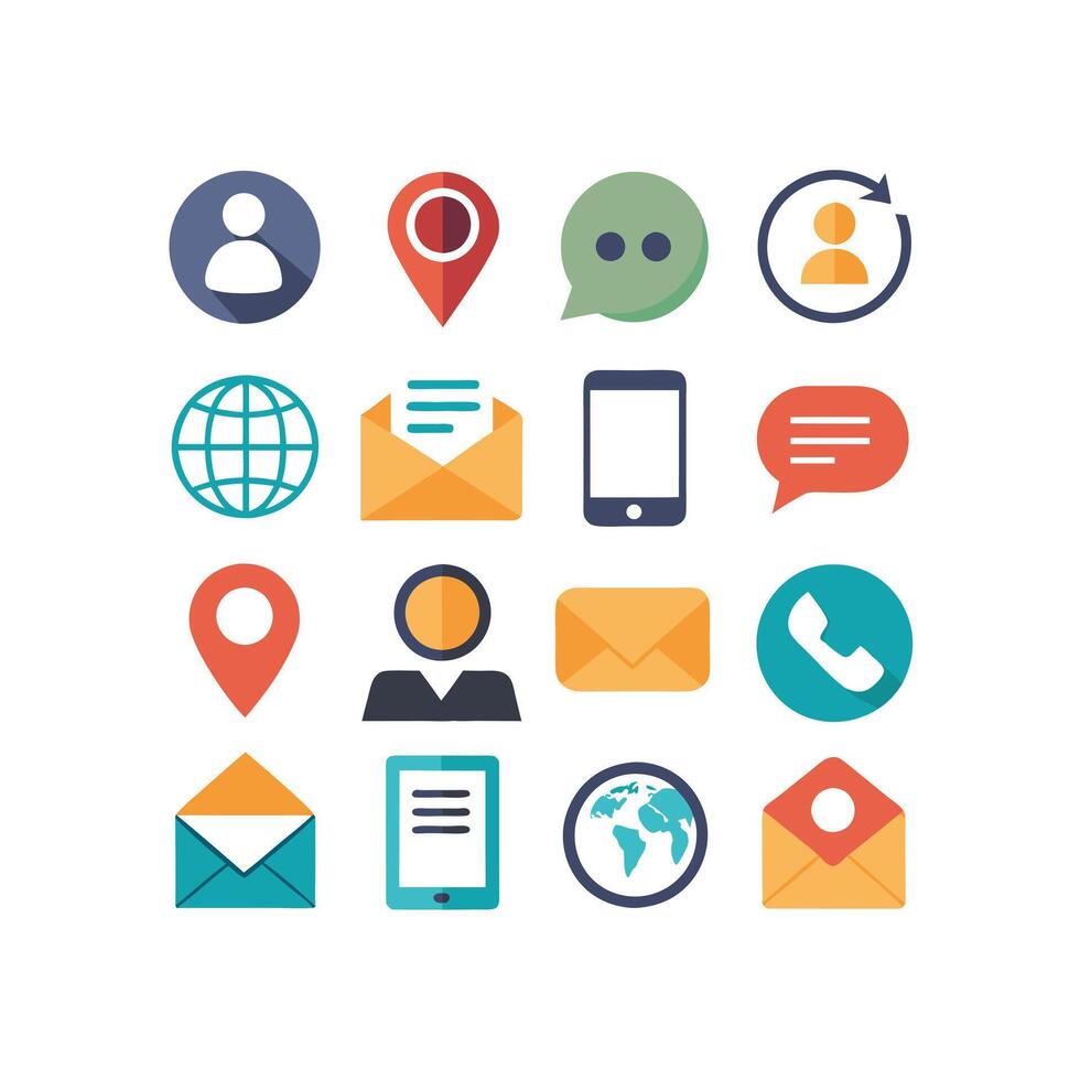 Contact Us icon set collection for websites and mobile applications vector