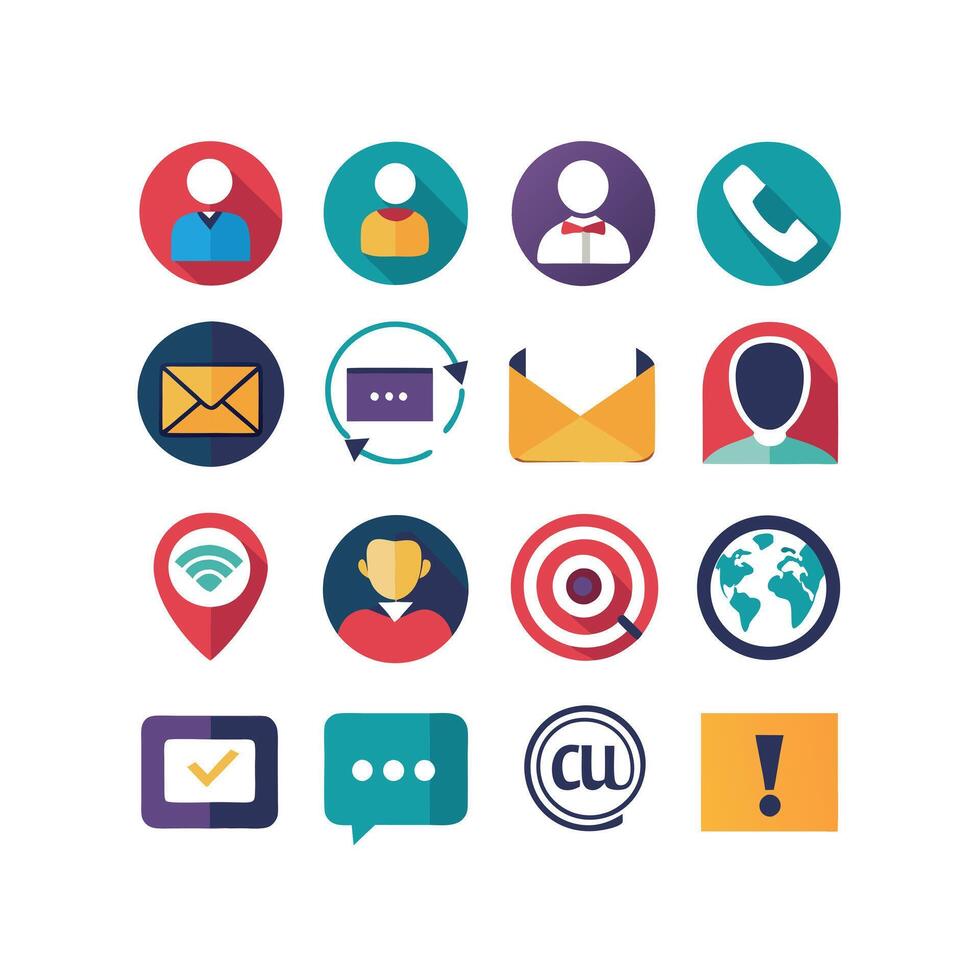 Contact Us icon set collection for websites and mobile applications vector