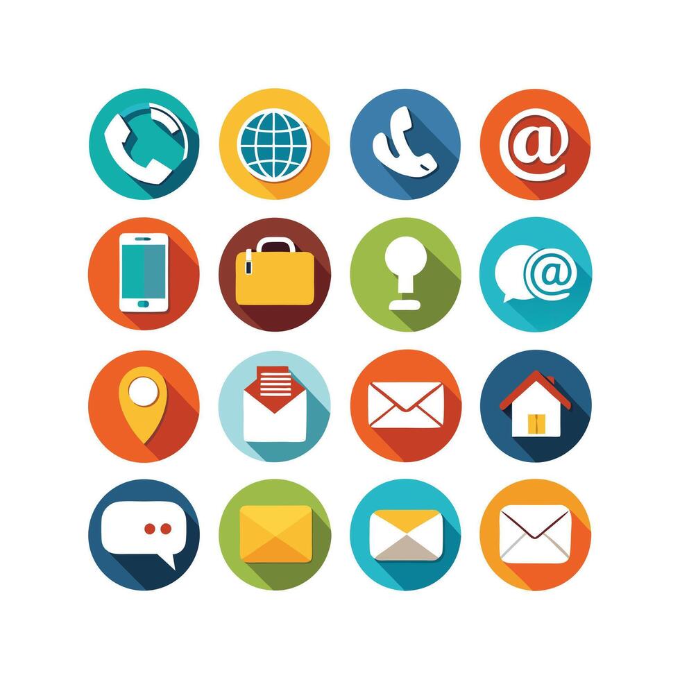 Contact Us icon set collection for websites and mobile applications vector