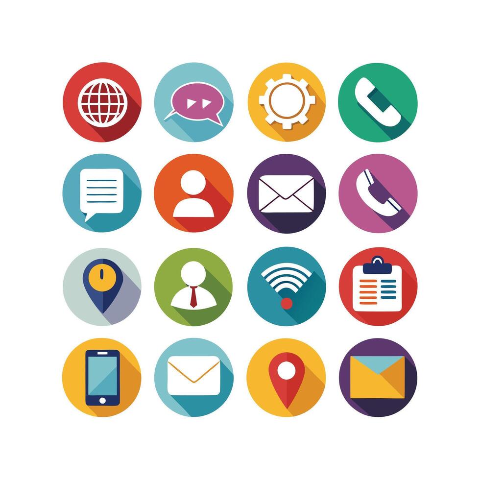 Contact Us icon set collection for websites and mobile applications vector