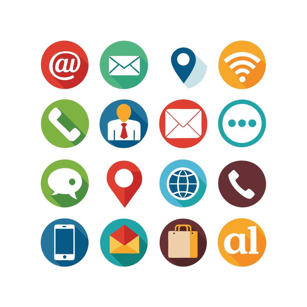 Contact Us icon set collection for websites and mobile applications vector