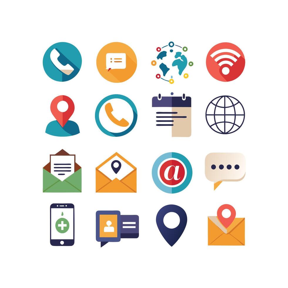 Contact Us icon set collection for websites and mobile applications vector
