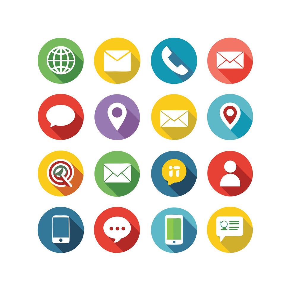 Contact Us icon set collection for websites and mobile applications vector