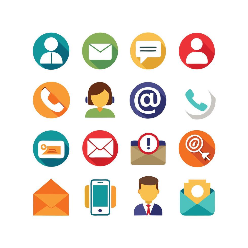 Contact Us icon set collection for websites and mobile applications vector