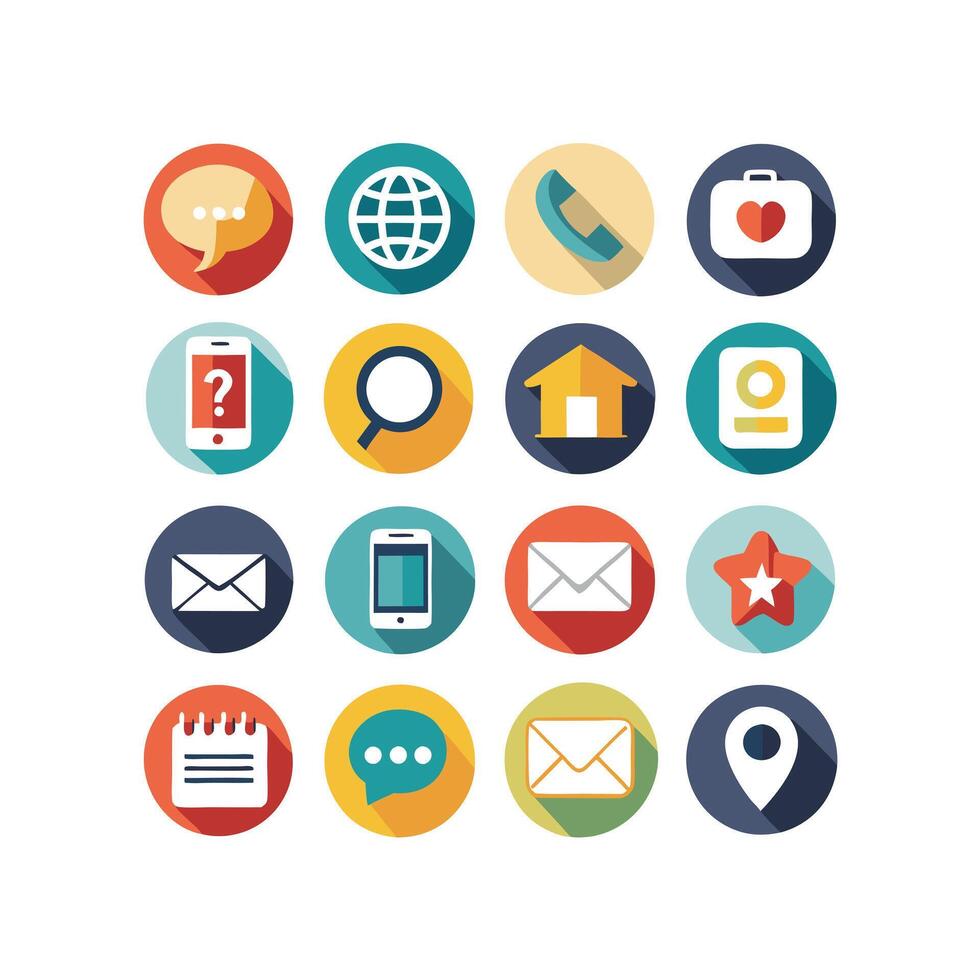 Contact Us icon set collection for websites and mobile applications vector