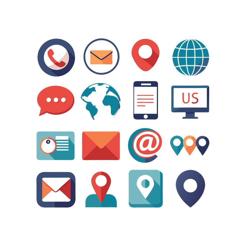 Contact Us icon set collection for websites and mobile applications vector