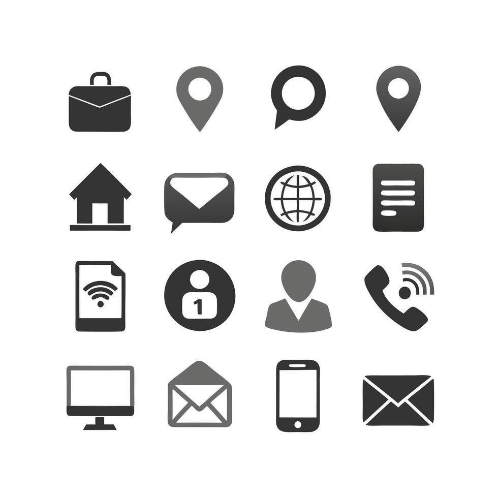 Contact Us icon set collection for websites and mobile applications vector