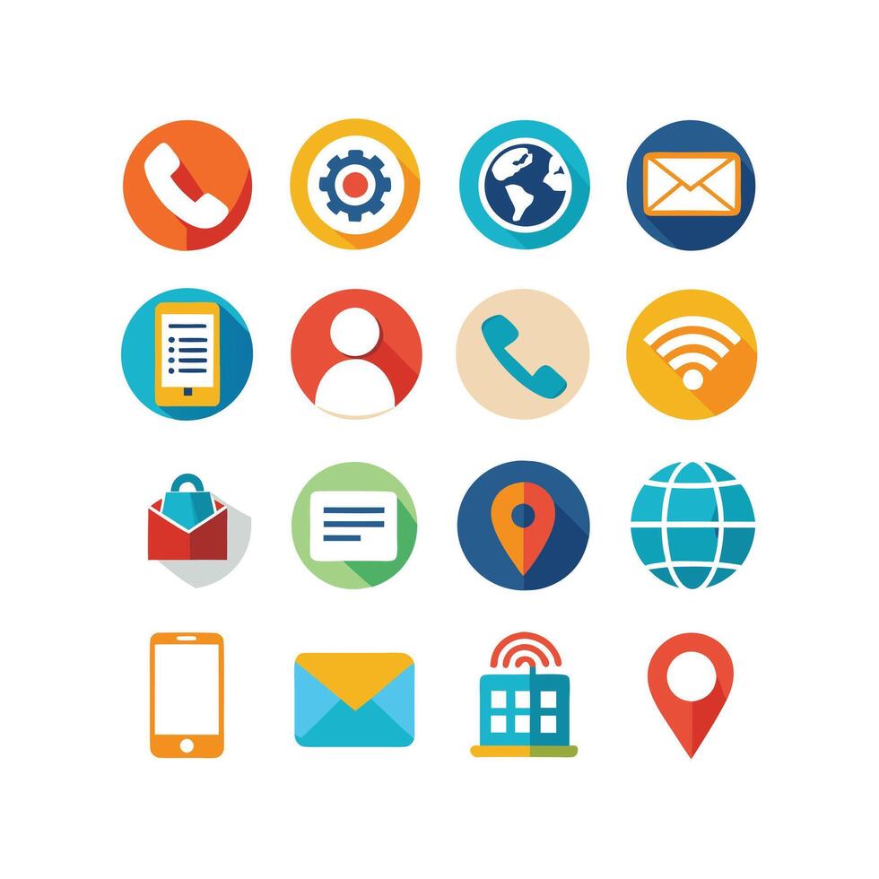 Contact Us icon set collection for websites and mobile applications vector