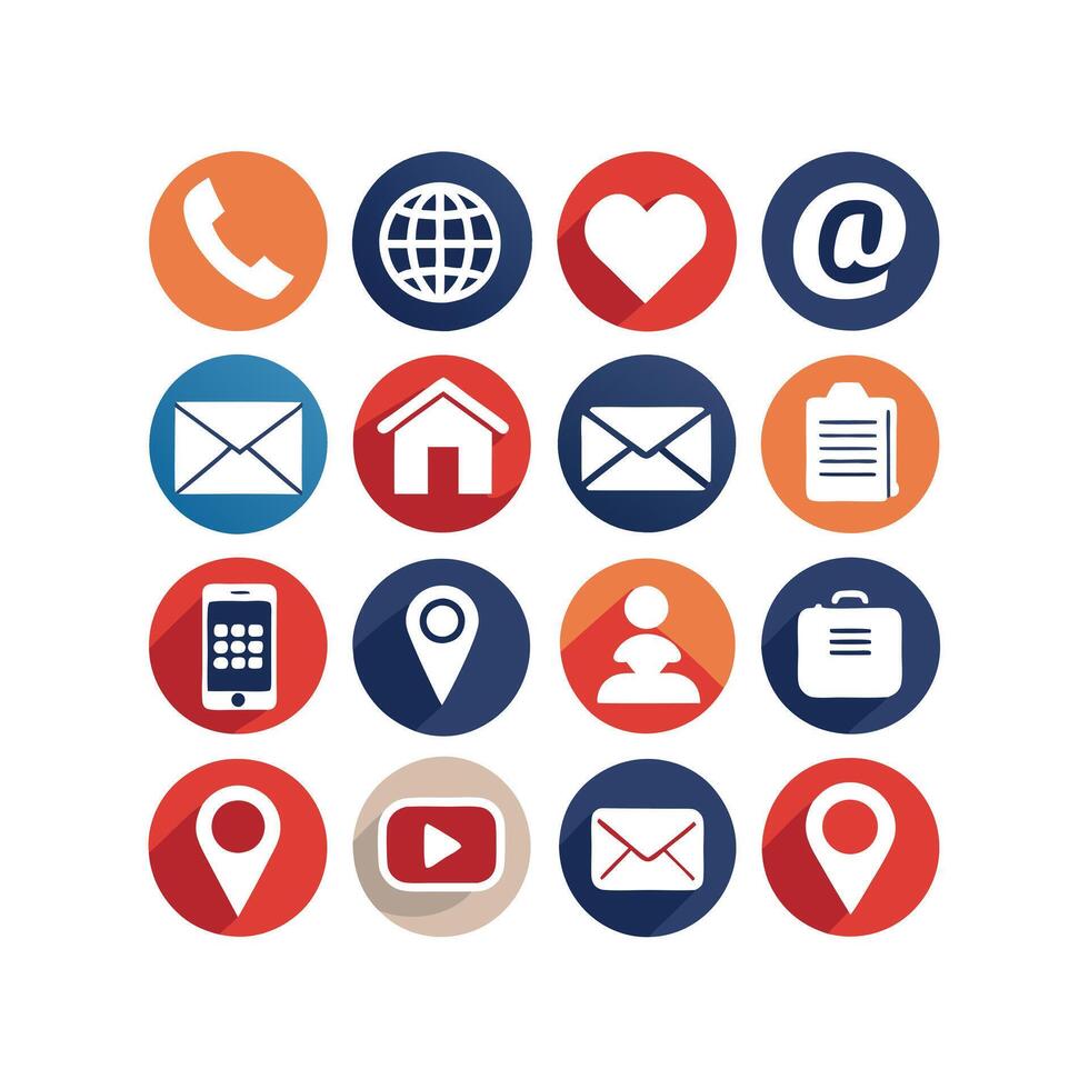 Contact Us icon set collection for websites and mobile applications vector