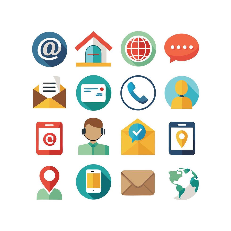 Contact Us icon set collection for websites and mobile applications vector