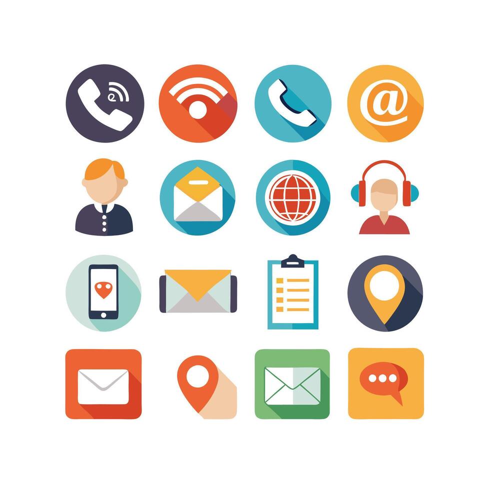 Contact Us icon set collection for websites and mobile applications vector