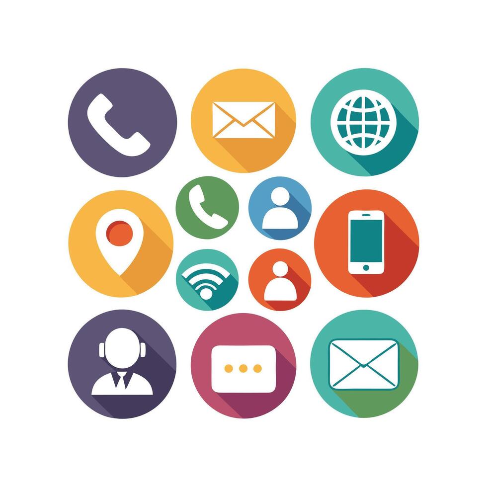 Contact Us icon set collection for websites and mobile applications vector
