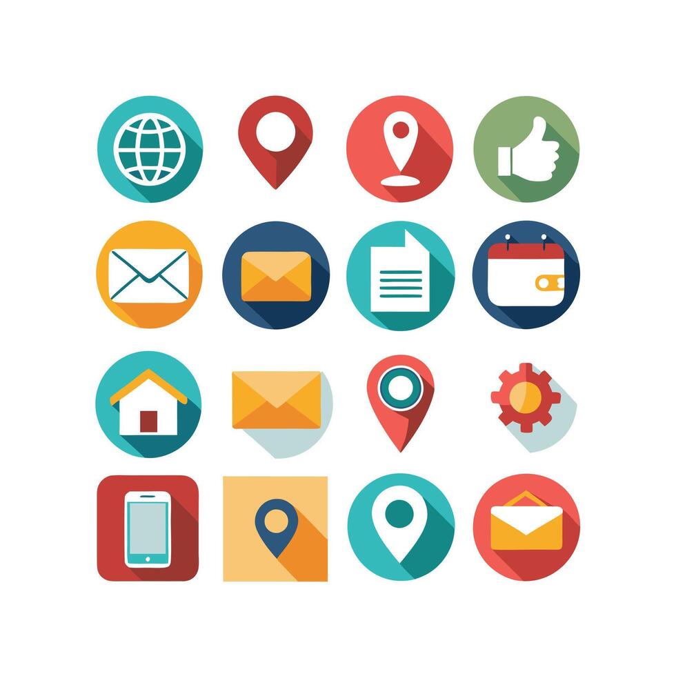 Contact Us icon set collection for websites and mobile applications vector