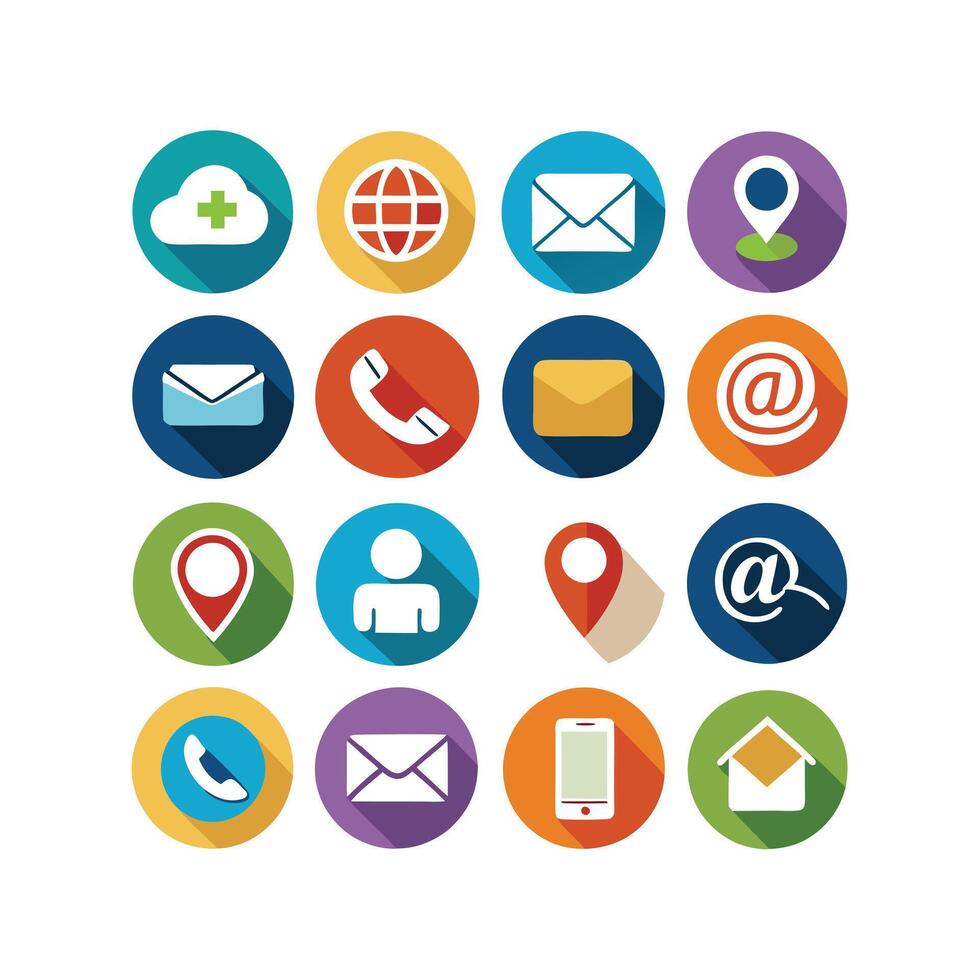 Contact Us icon set collection for websites and mobile applications vector