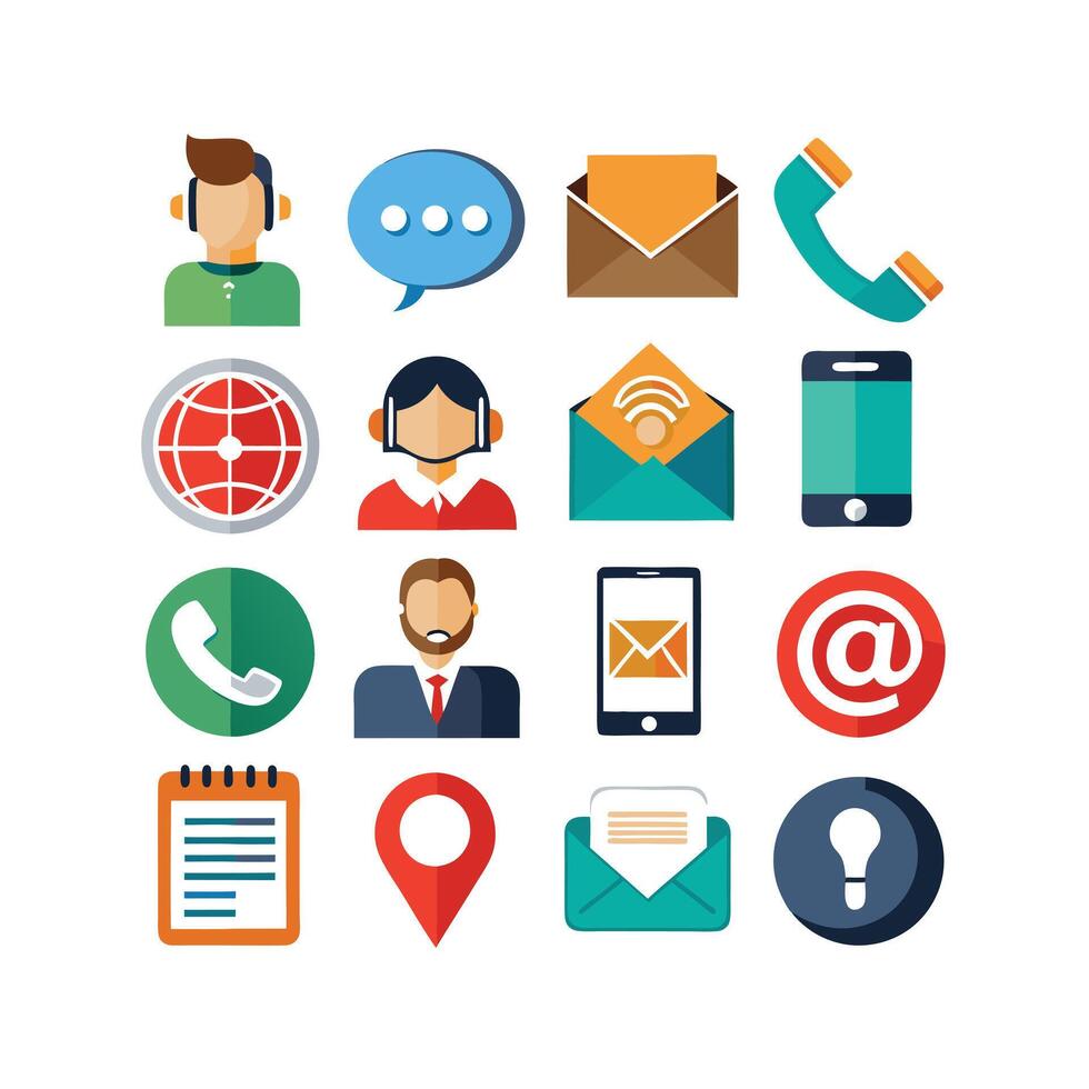 Contact Us icon set collection for websites and mobile applications vector