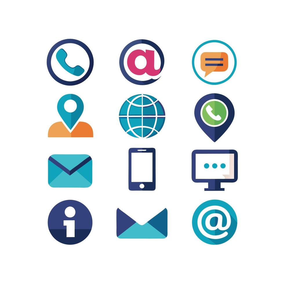 Contact Us icon set collection for websites and mobile applications vector
