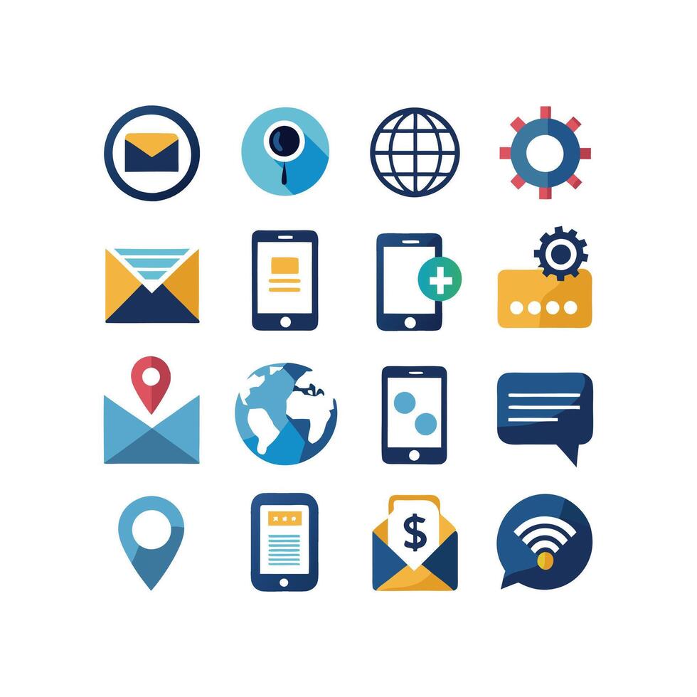 Contact Us icon set collection for websites and mobile applications vector