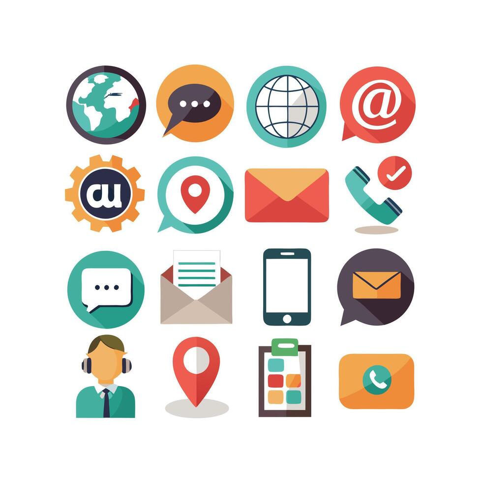 Contact Us icon set collection for websites and mobile applications vector
