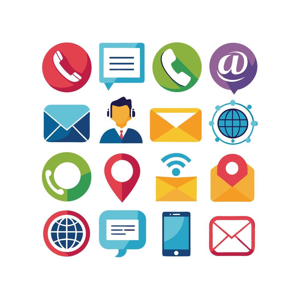 Contact Us icon set collection for websites and mobile applications vector