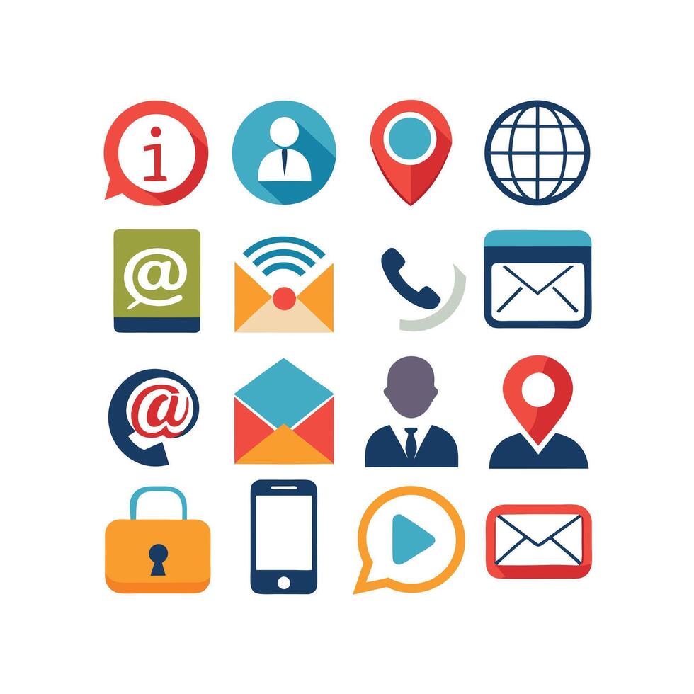 Contact Us icon set collection for websites and mobile applications vector