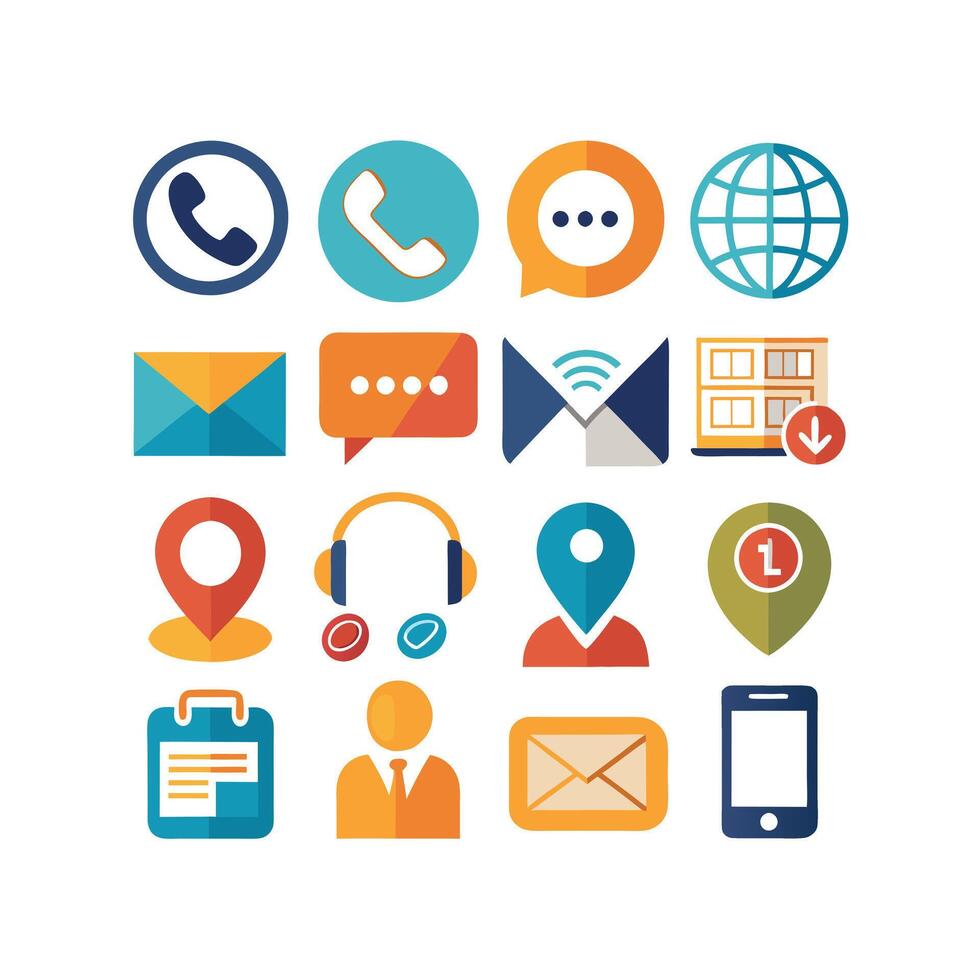 Contact Us icon set collection for websites and mobile applications vector