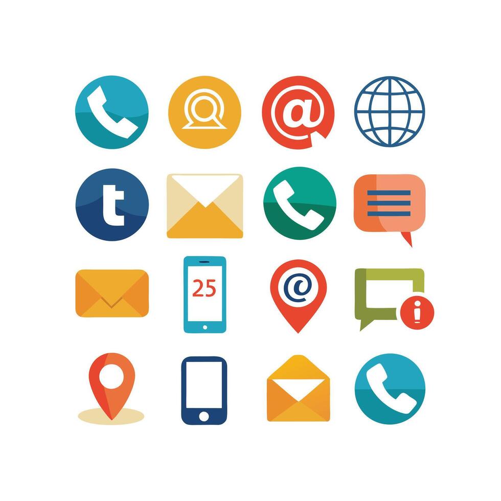 Contact Us icon set collection for websites and mobile applications vector