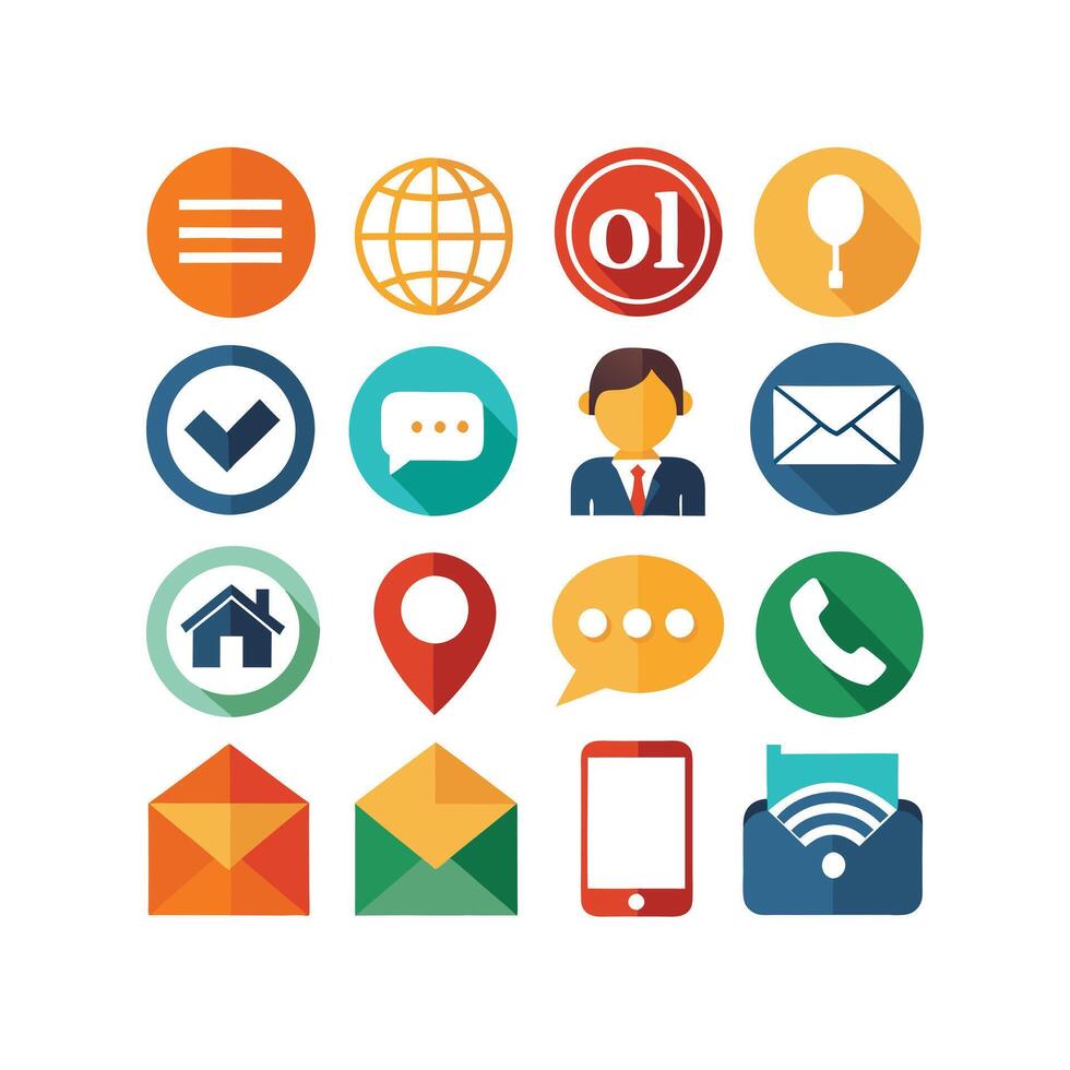 Contact Us icon set collection for websites and mobile applications vector